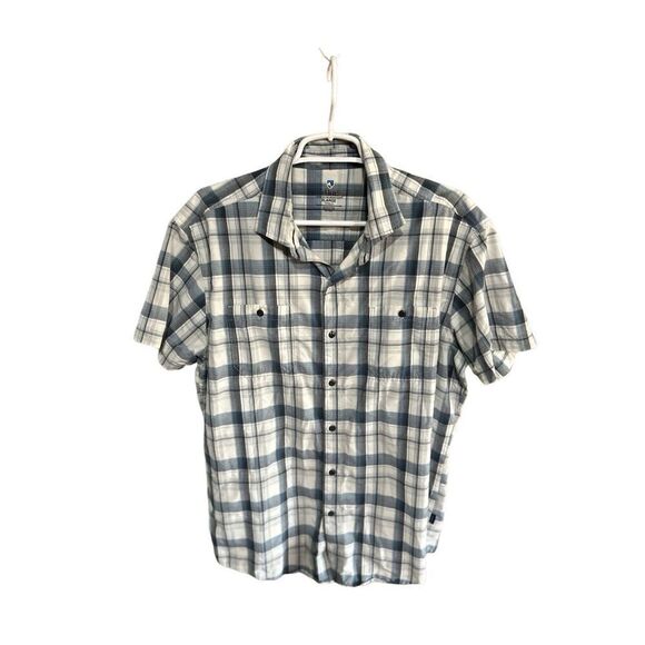 Men's Kuhl Plaid Blue & Cream Button-Down Extra Large Shirt w/some Pilling as Sh - Picture 1 of 5